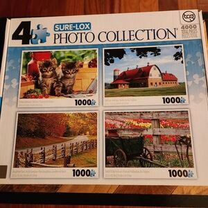 Sure Lox Photo Collection Jigsaw Puzzles 4 X 1000 PC Kitten Farm Park Tulip